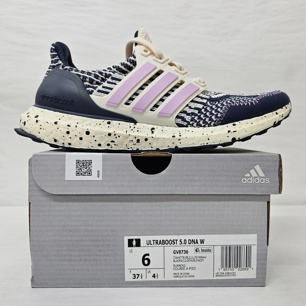 Adidas Ultraboost 5.0 DNA W Running Shoes GV8736 Navy White Purple Womens Size 6